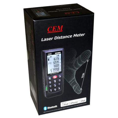 CEM iLDM-150 0.2 to 229 ft Professional High Precision Laser Distance Meter with iPhone Bluetooth and Tilt Sensor NEW!!