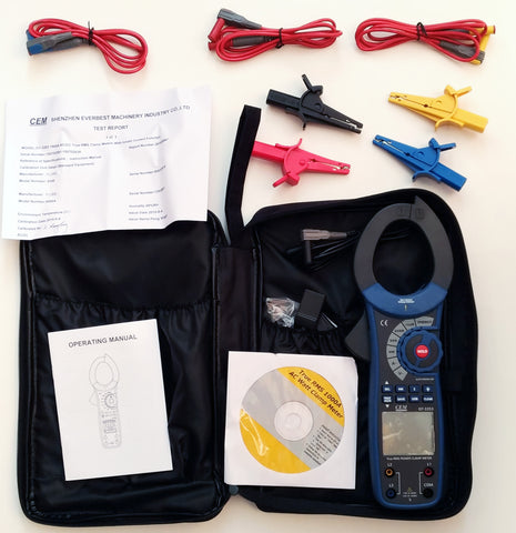 CEM DT-3353 Digital 1000A AC 3-Phase Watt Volt Current True RMS Power Clamp Meter with USB Interface